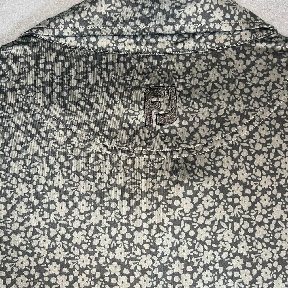 FootJoy Mens Floral Golf Polo Shirt Charcoal Grey Black Short Sleeve Large FJ - Picture 8 of 9